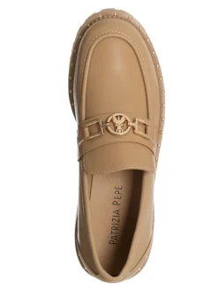 Leder-Mokassins in Beige