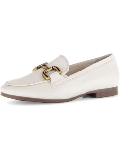 Leder-Mokassins in Creme