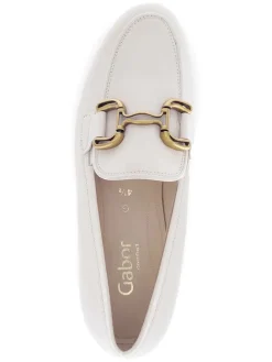 Leder-Mokassins in Creme