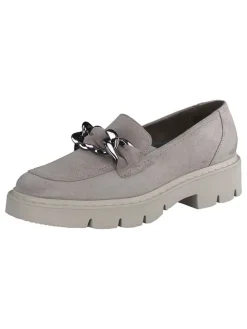 Leder-Mokassins in Grau