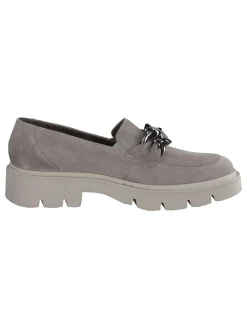 Leder-Mokassins in Grau