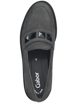 Leder-Mokassins in Grau