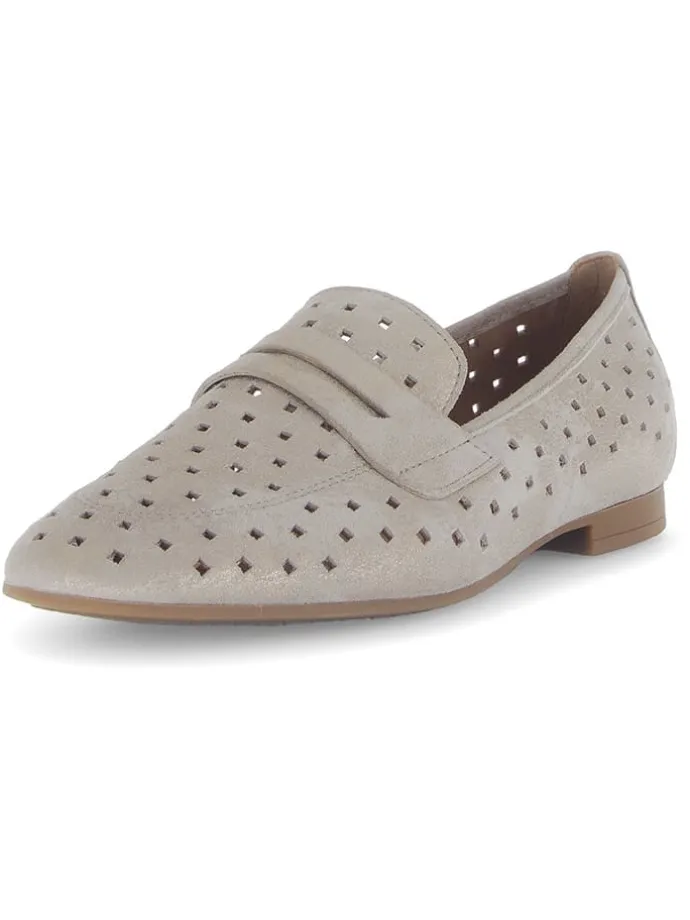 Leder-Mokassins in Grau