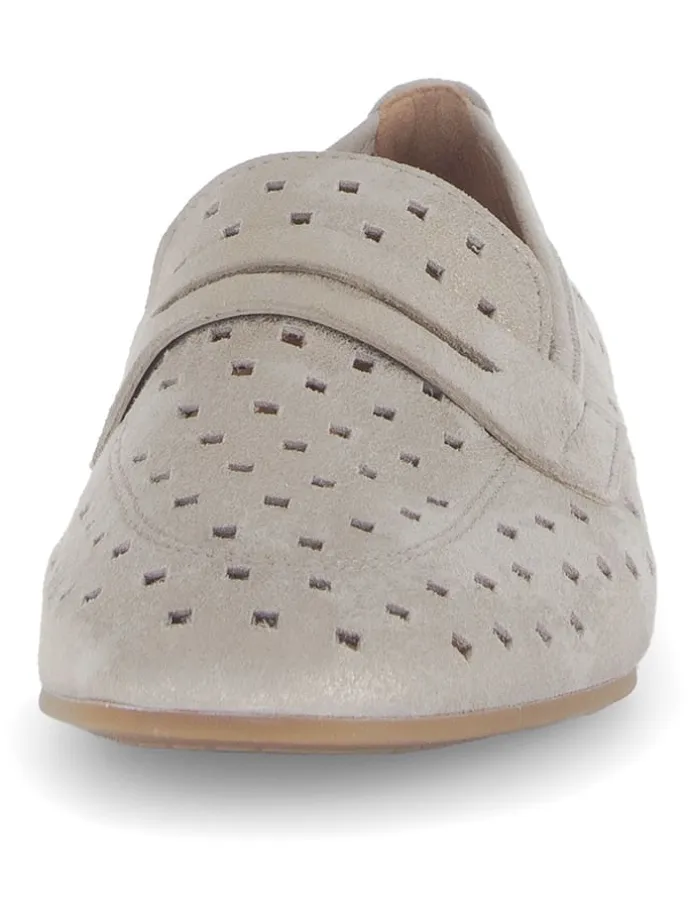 Leder-Mokassins in Grau