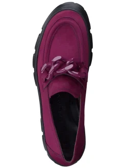 Leder-Mokassins in Lila/ Schwarz