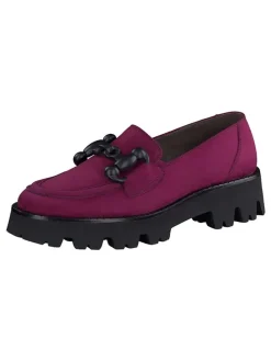 Leder-Mokassins in Lila/ Schwarz
