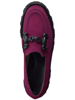 Leder-Mokassins in Lila/ Schwarz