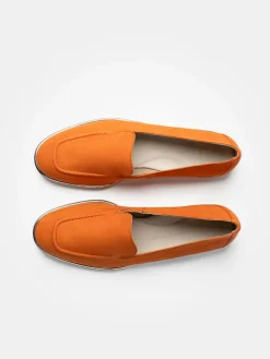 Leder-Mokassins in Orange