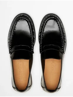 Leder-Mokassins in Schwarz