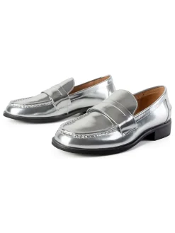 Leder-Mokassins in Silber