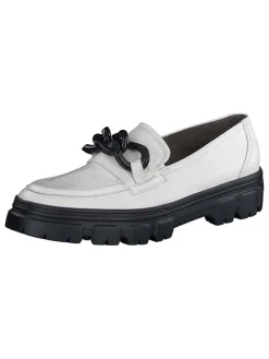 Leder-Mokassins in Weiß/ Schwarz