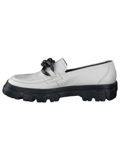 Leder-Mokassins in Weiß/ Schwarz