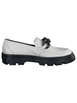 Leder-Mokassins in Weiß/ Schwarz
