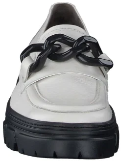 Leder-Mokassins in Weiß/ Schwarz