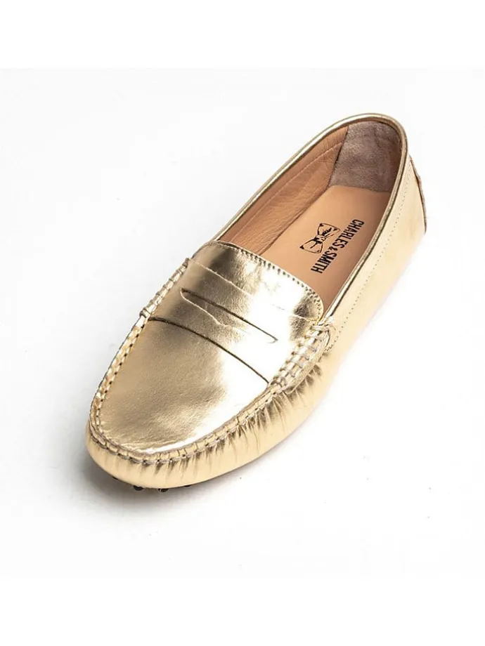 Leder-Mokassins "Thandie" in Gold