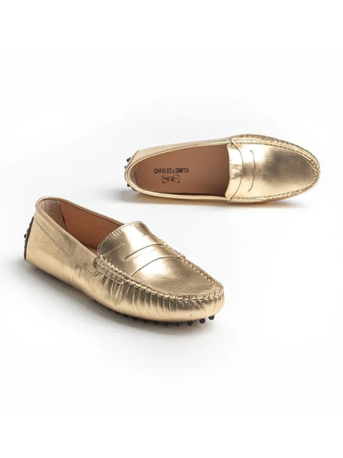 Leder-Mokassins "Thandie" in Gold