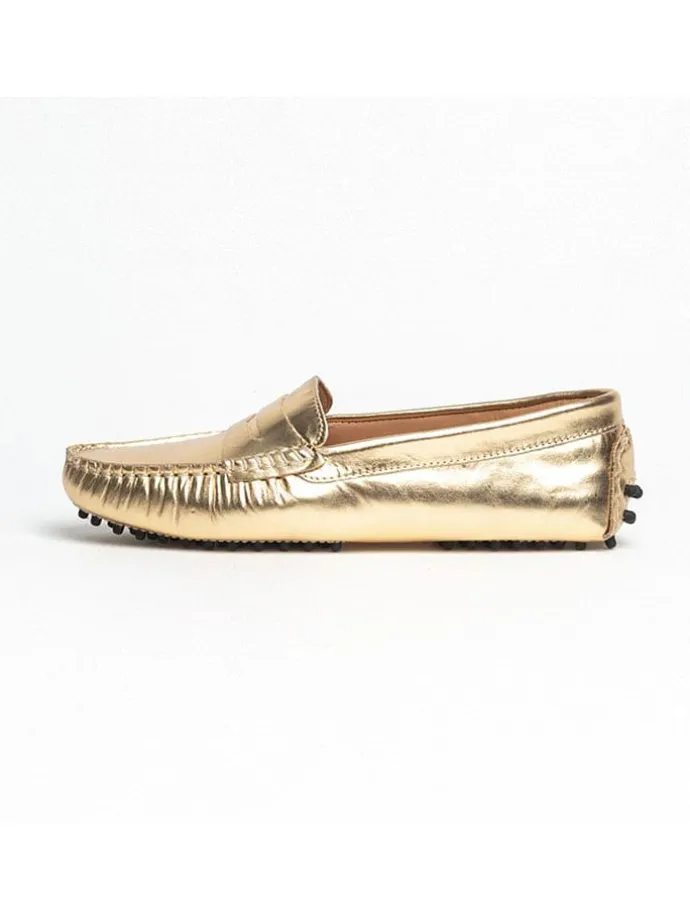 Leder-Mokassins "Thandie" in Gold