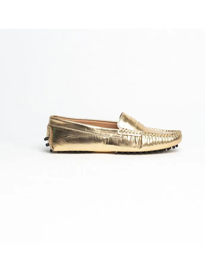 Leder-Mokassins "Thandie" in Gold