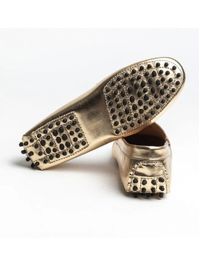 Leder-Mokassins "Thandie" in Gold