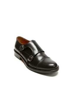 Leder-Monkstraps in Schwarz