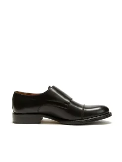 Leder-Monkstraps in Schwarz
