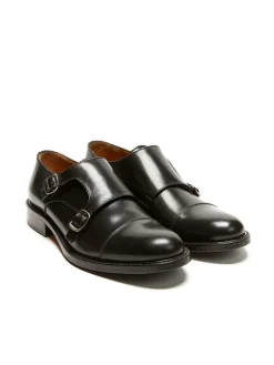 Leder-Monkstraps in Schwarz