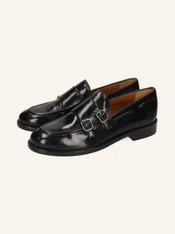 Leder-Monkstraps "Regine 22" in Schwarz