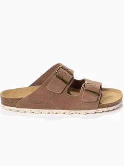 Leder-Pantoletten "Aristote" in Hellbraun