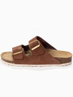 Leder-Pantoletten "Atlas" in Hellbraun