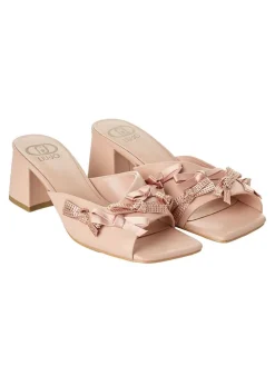 Leder-Pantoletten in Beige