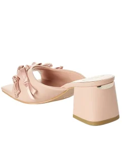 Leder-Pantoletten in Beige