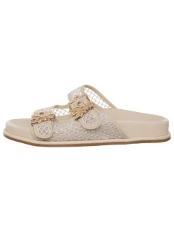 Leder-Pantoletten in Beige