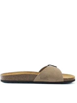 Leder-Pantoletten in Beige