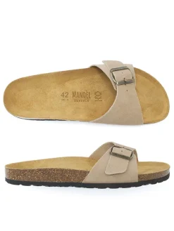 Leder-Pantoletten in Beige