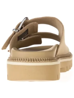 Leder-Pantoletten in Beige