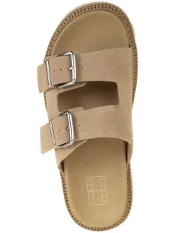 Leder-Pantoletten in Beige