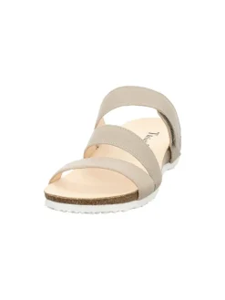 Leder-Pantoletten in Beige