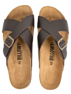 Leder-Pantoletten in Braun