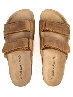 Leder-Pantoletten in Braun