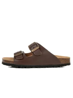 Leder-Pantoletten in Braun