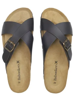 Leder-Pantoletten in Braun