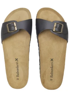 Leder-Pantoletten in Braun