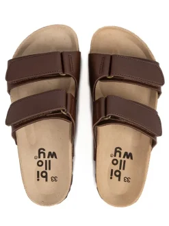 Leder-Pantoletten in Braun