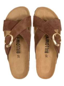 Leder-Pantoletten in Braun