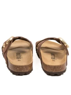 Leder-Pantoletten in Braun