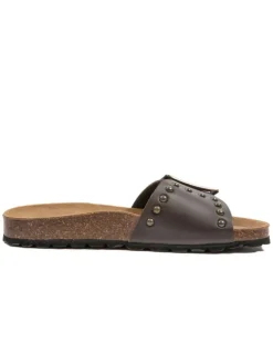 Leder-Pantoletten in Braun