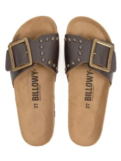 Leder-Pantoletten in Braun