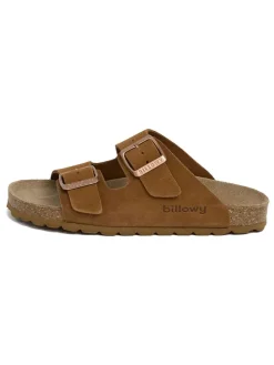 Leder-Pantoletten in Braun