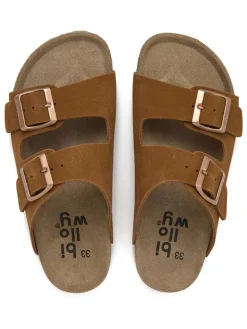 Leder-Pantoletten in Braun