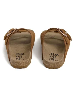 Leder-Pantoletten in Braun